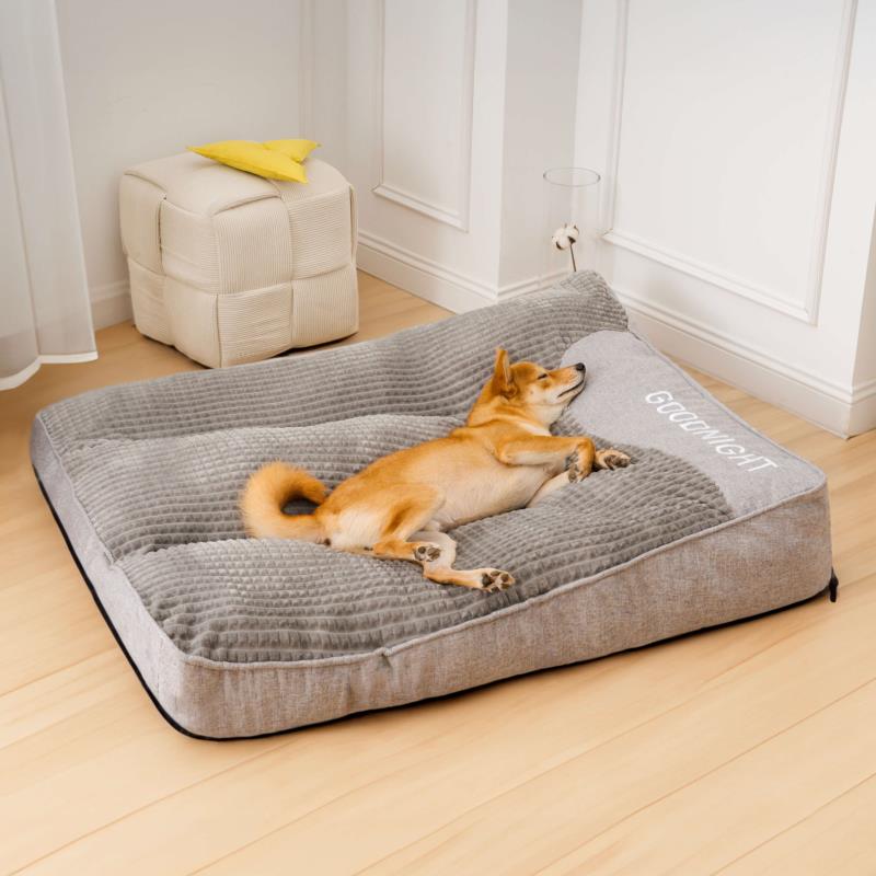 Grey Scratch-resistant Spine Protection Large Washable Pet Cushion Bed