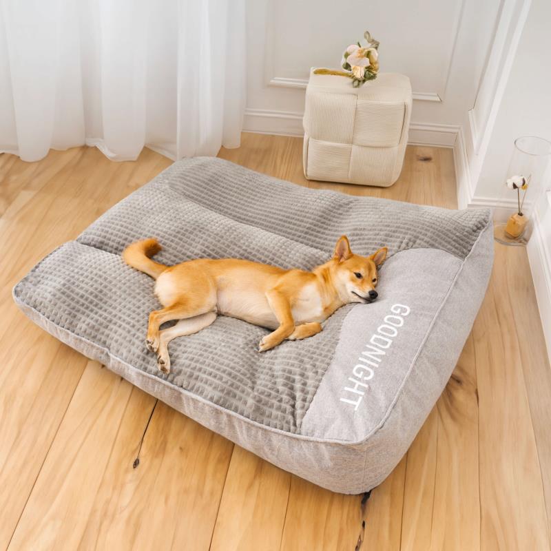 Grey Scratch-resistant Spine Protection Large Washable Pet Cushion Bed