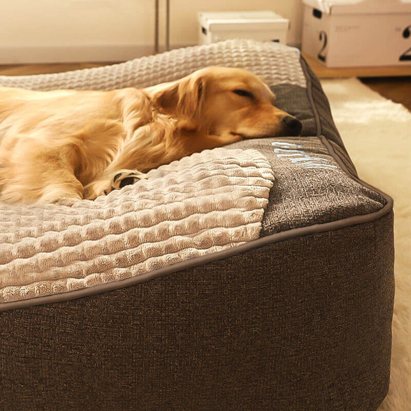 Brown Scratch-resistant Spine Protection Large Washable Pet Cushion Bed