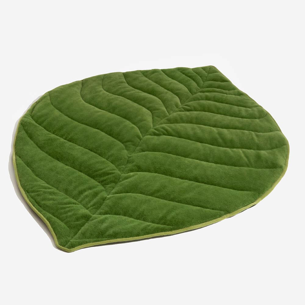 Plush Green Leaf Dog Blanket