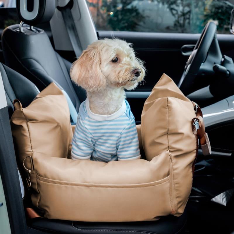 Brown Waterproof Dog Car Seat Bed
