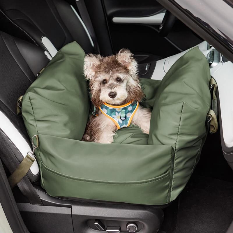 Olive Green Waterproof Dog Car Seat Bed