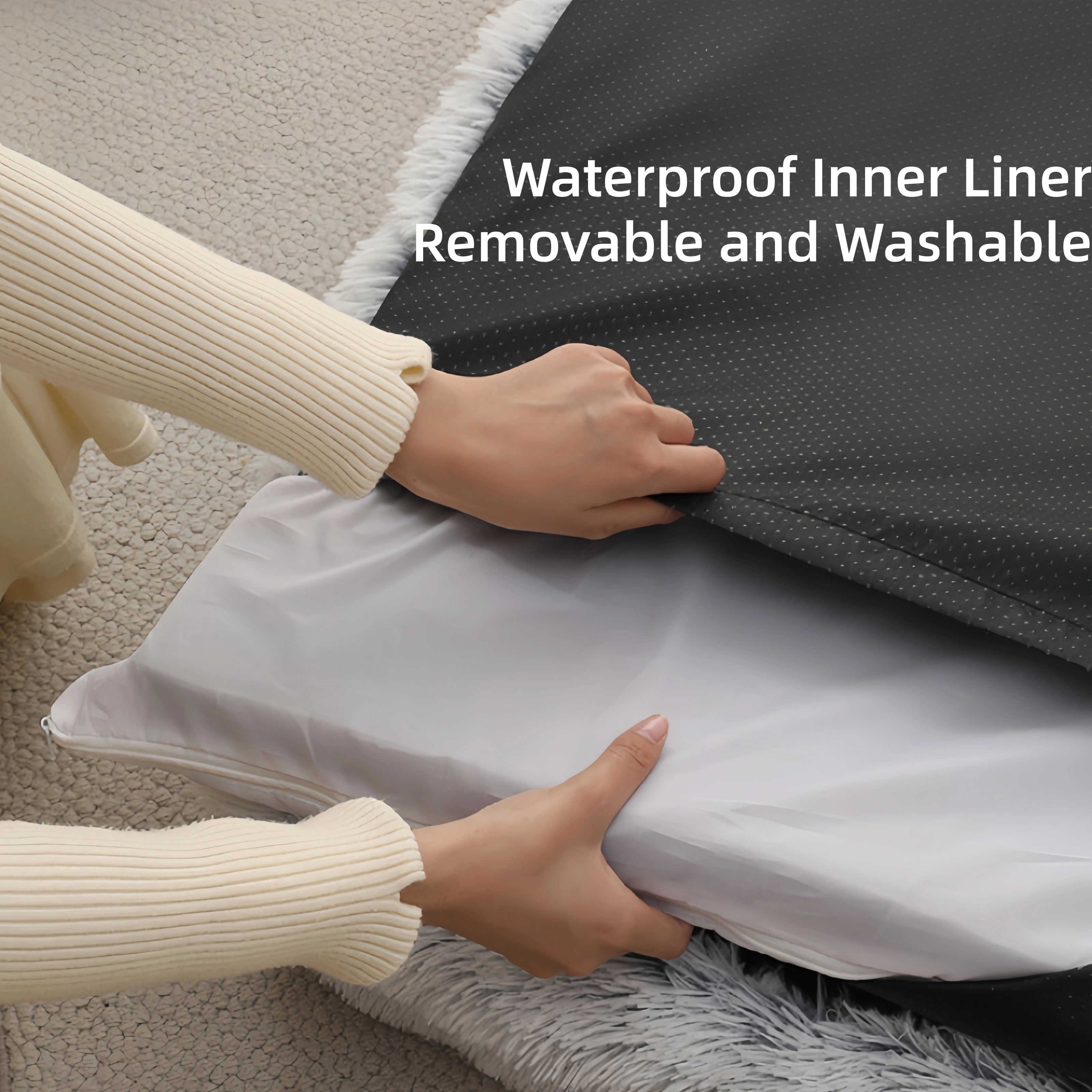 Long Plush Square Surround Support Pet Bloster Bed