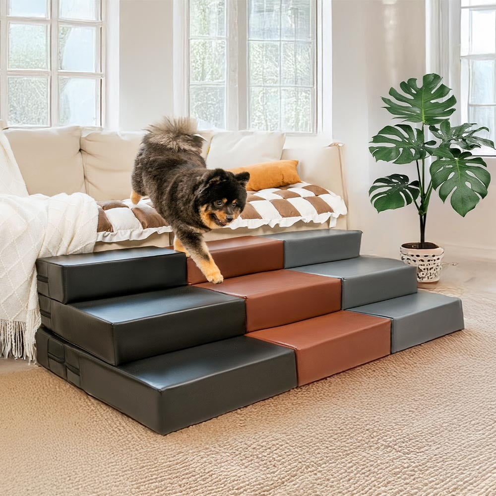 Waterproof PU Leather Multi-Tier Pet Stairs-Black