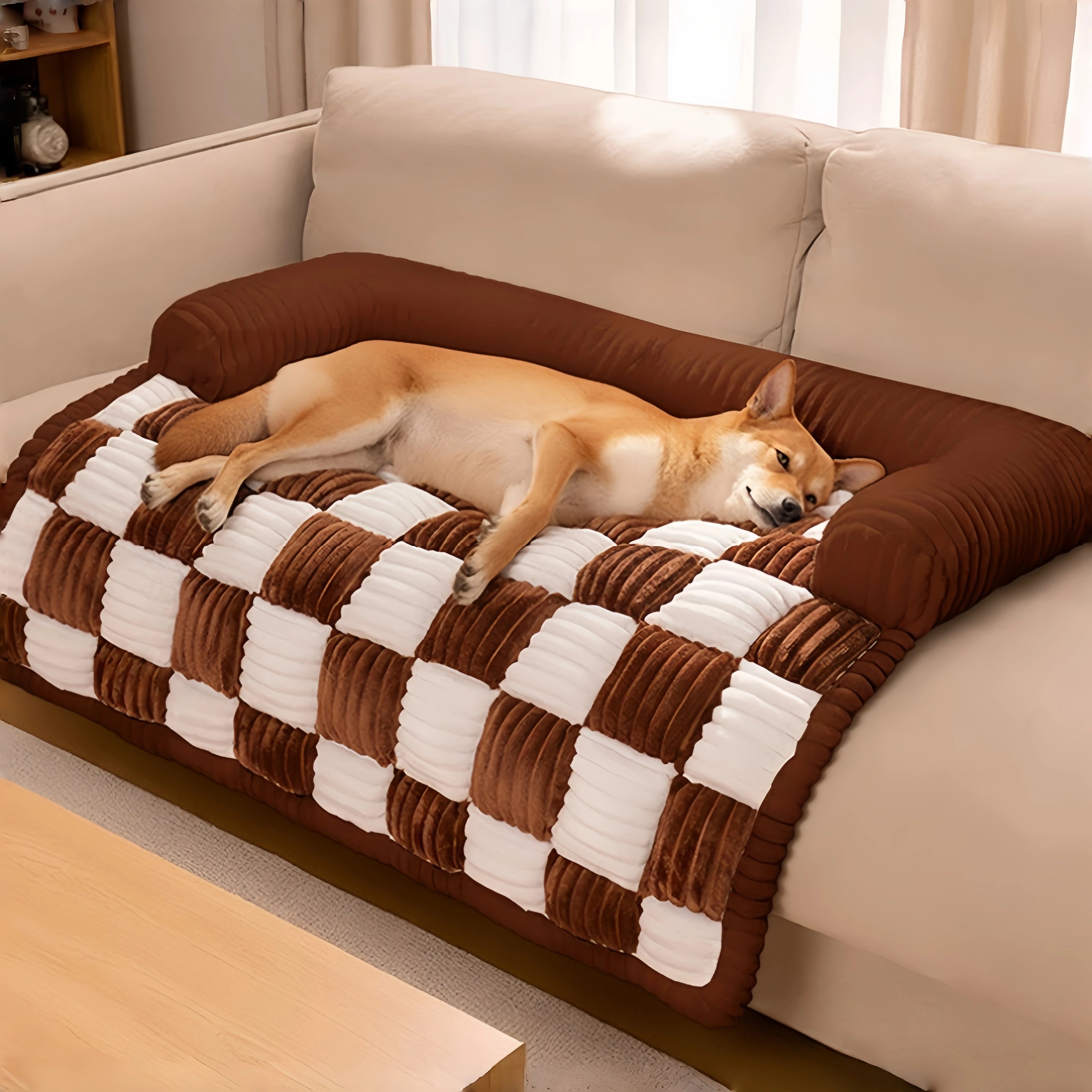 Cozy Plaid Dog Mat  Couch Protector Cover
