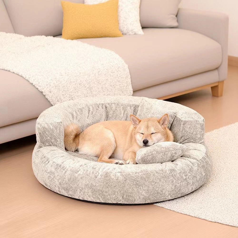 Maison Velvet Haven Anti-Scratch Orthopedic Donut Bed with Pillow
