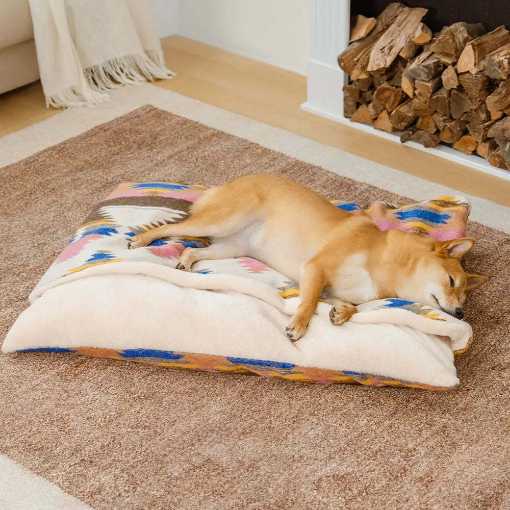 Pink Bohemian Calming Dog Bed