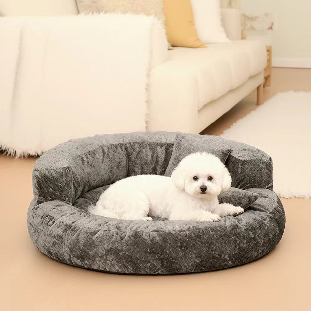 Maison Velvet Haven Anti-Scratch Orthopedic Donut Bed with Pillow