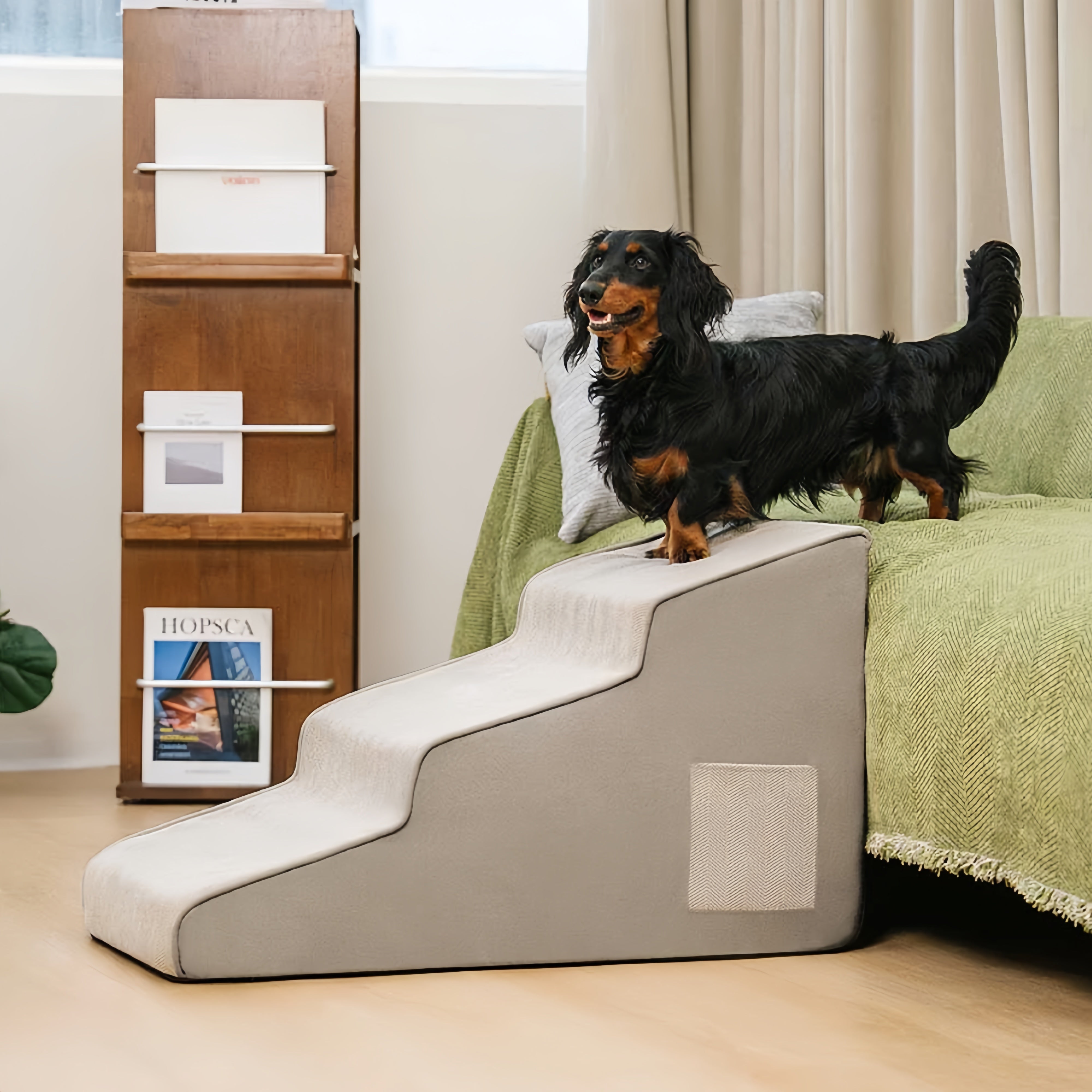 Joint Care Extra Wide Non-Slip High-Bounce Pet Stairs-Easy Climb Ramp