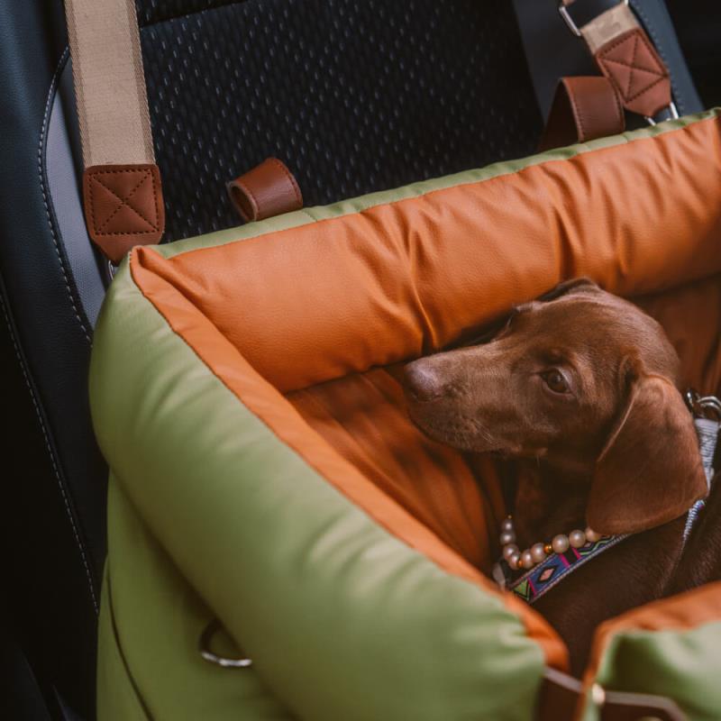 Olive Green Premium Dog Car Elevated Bed