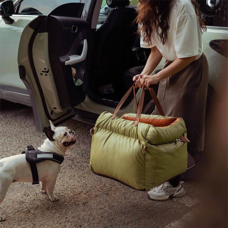 Olive Green Premium Dog Car Elevated Bed