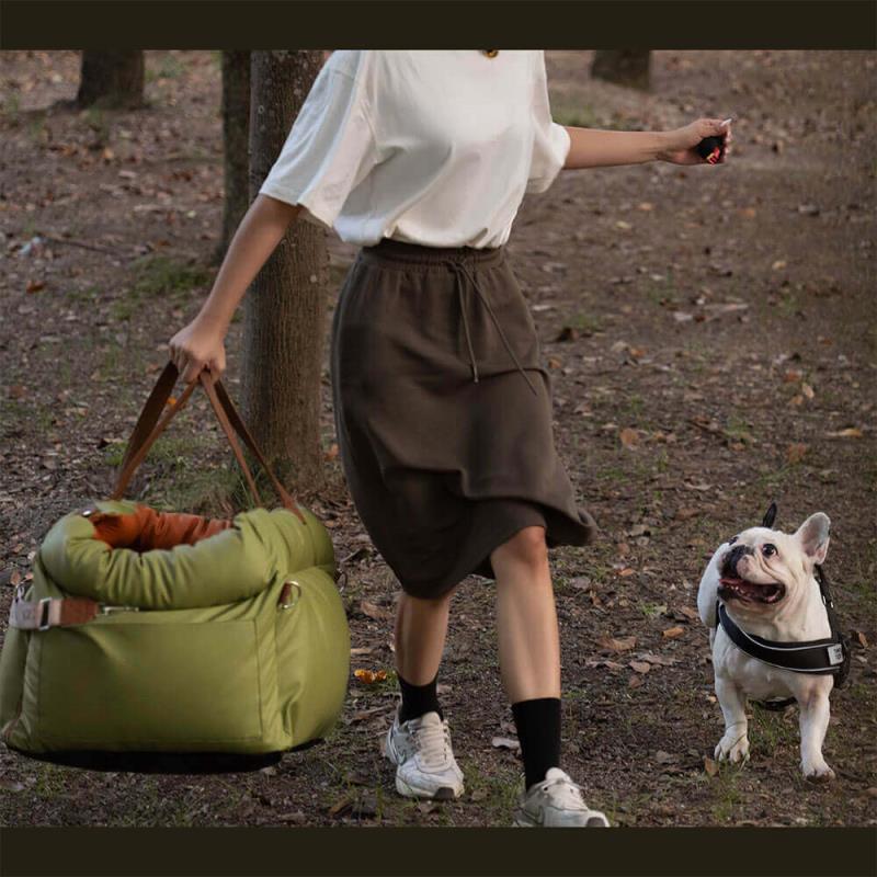 Olive Green Premium Dog Car Elevated Bed