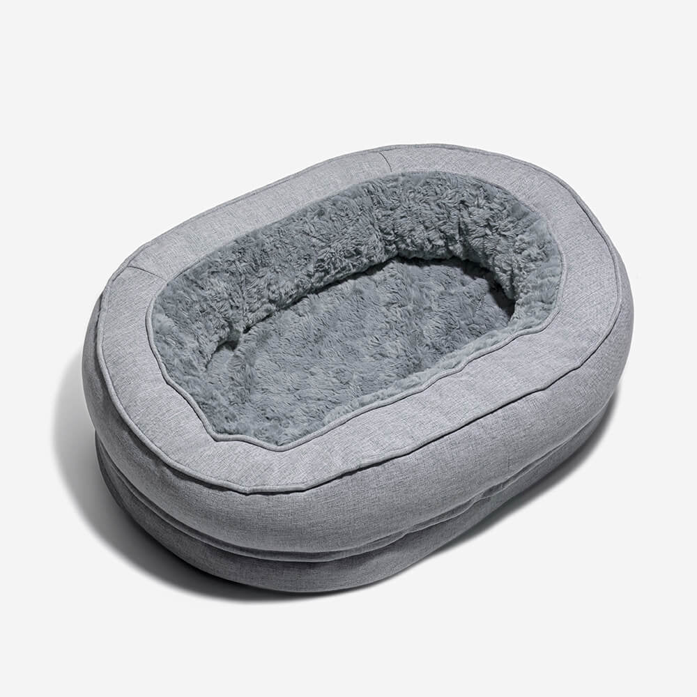 Plush Grey Donut Orthopedic Dog Bed