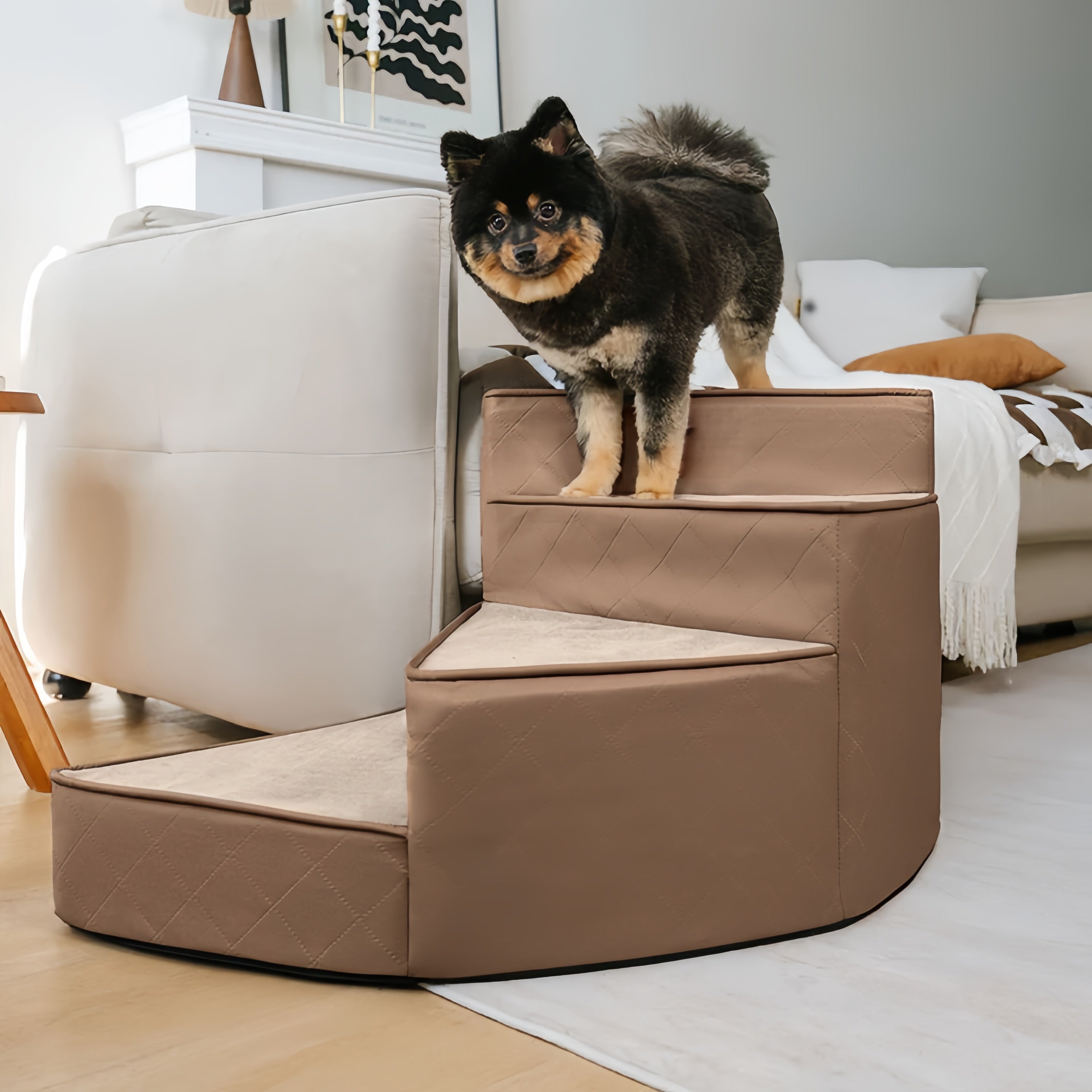 Water-Repellent Faux Leather Pet Dog Ramp Stairs