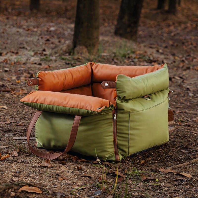 Olive Green Premium Dog Car Elevated Bed
