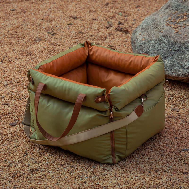 Olive Green Premium Dog Car Elevated Bed