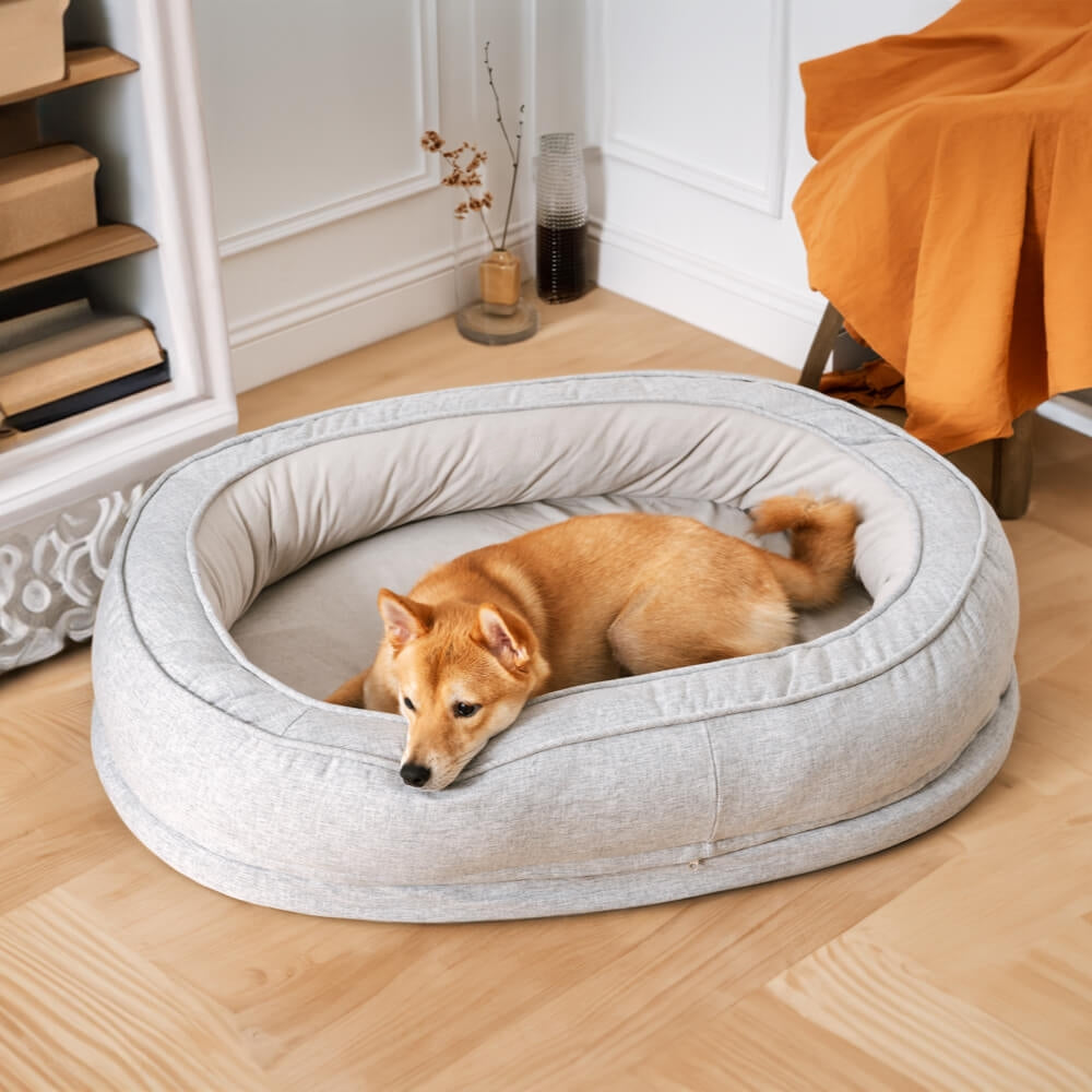 Grey Donut Orthopedic Dog Bed