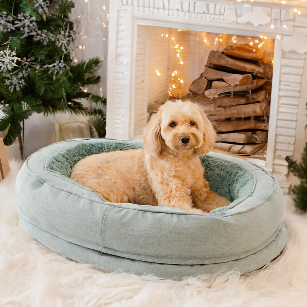 Plush Lake Green Donut Orthopedic Dog Bed