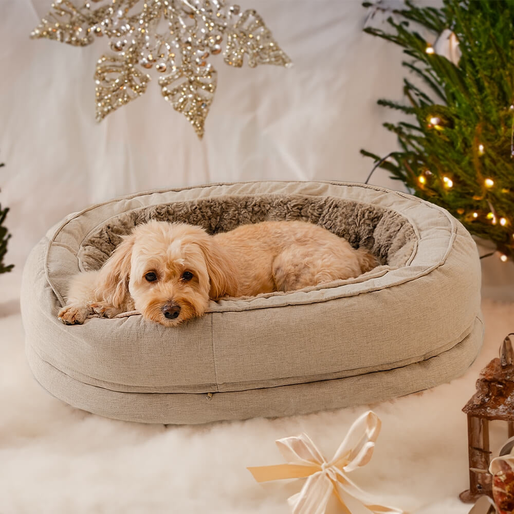 Plush Brown Donut Orthopedic Dog Bed