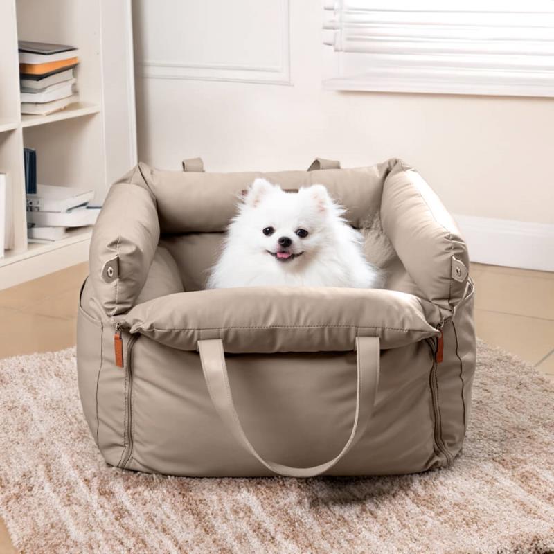 Beige Premium Dog Car Elevated Bed