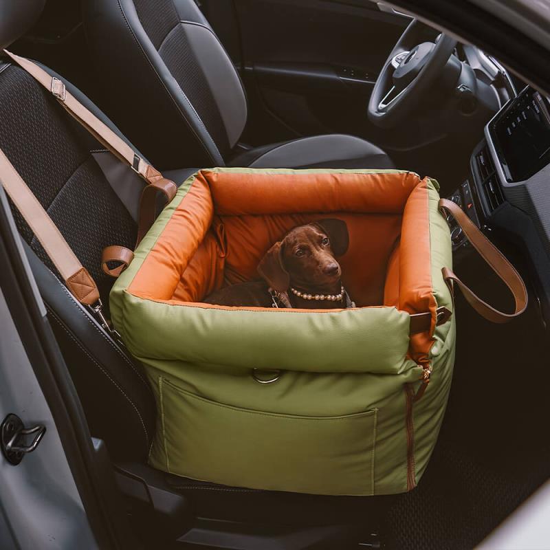 Olive Green Premium Dog Car Elevated Bed