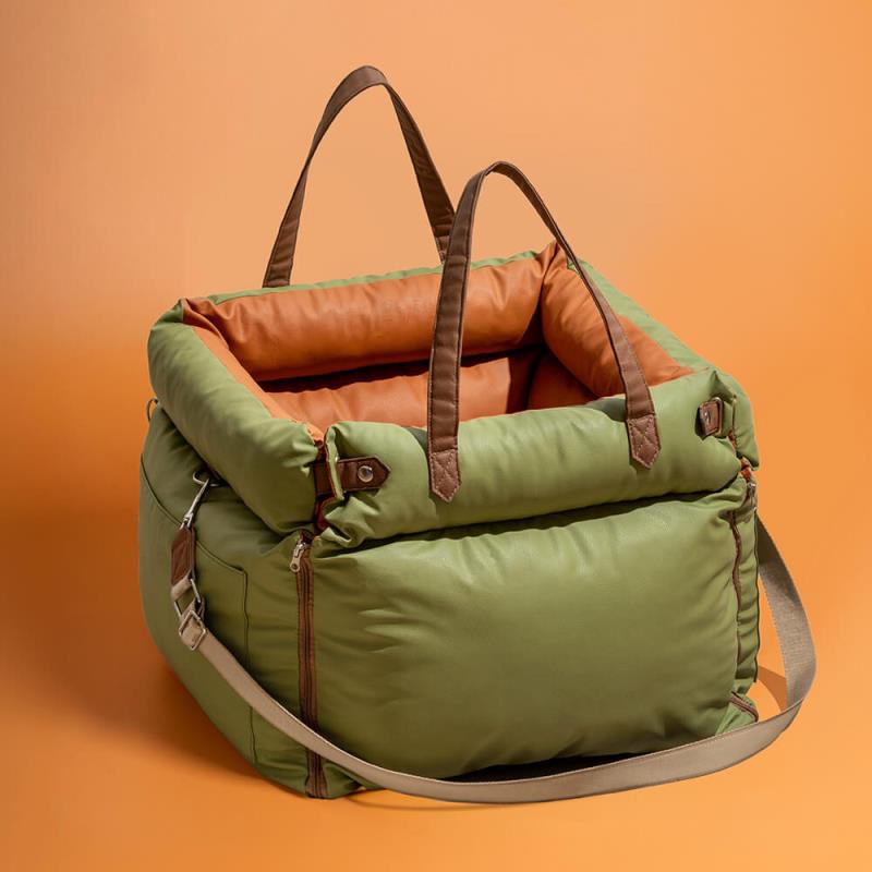 Olive Green Premium Dog Car Elevated Bed