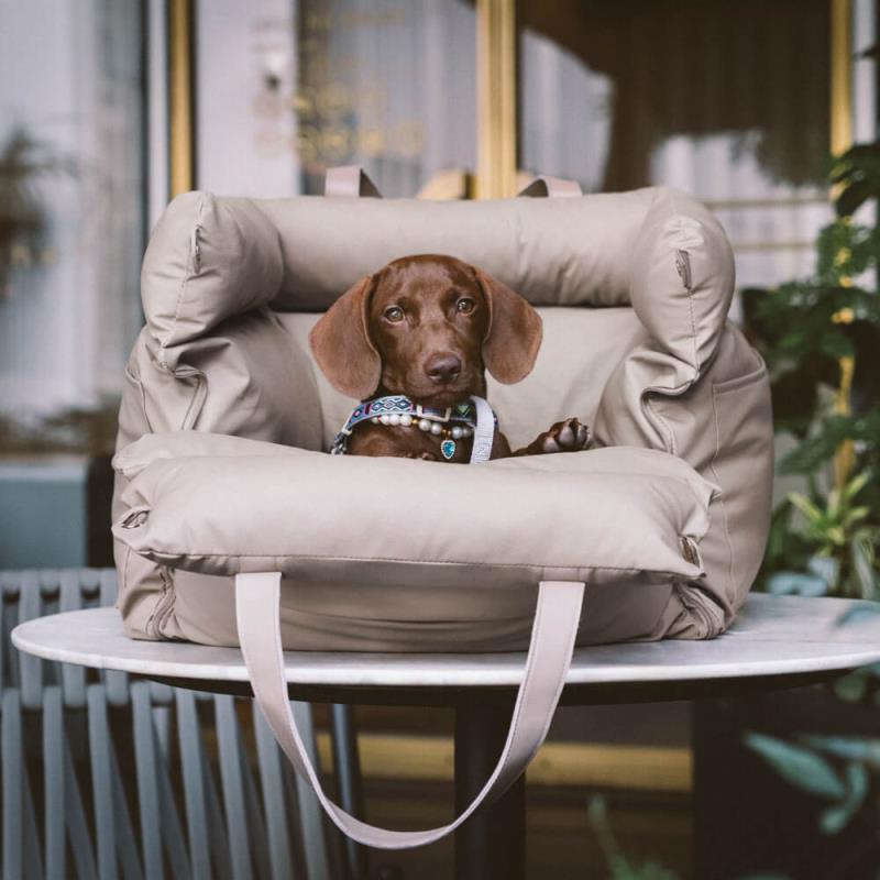 Beige Premium Dog Car Elevated Bed