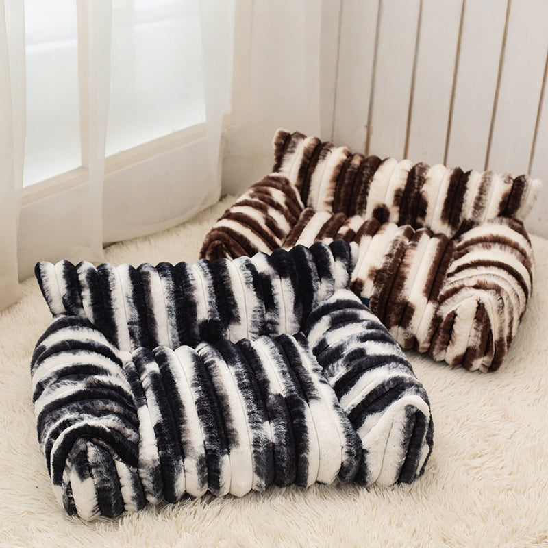 Tie-dye Patterned Faux Lambswool Pet Sofa Bed