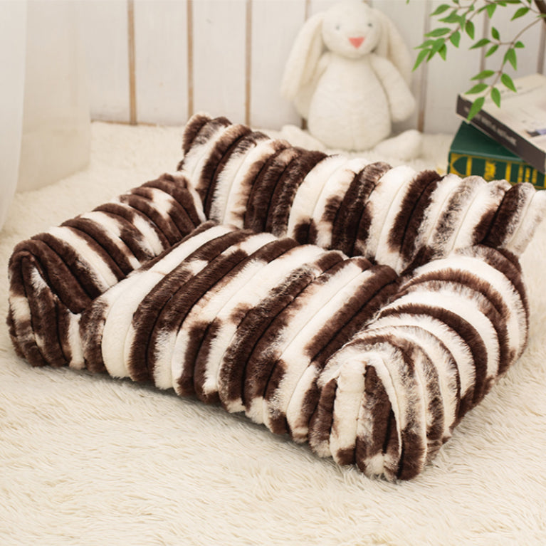Tie-dye Patterned Faux Lambswool Pet Sofa Bed