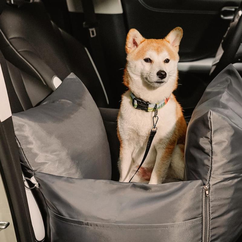 Charcoal Grey Waterproof Dog Car Seat Bed