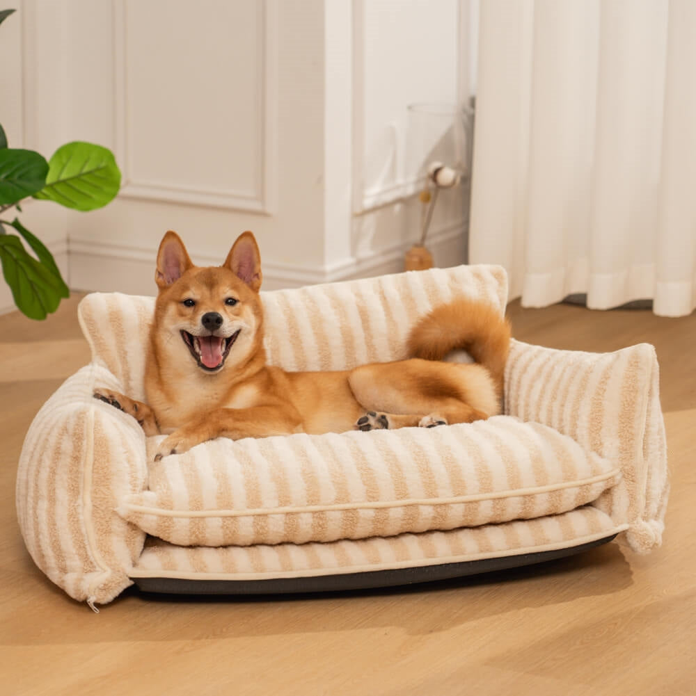 Beige Faux Lambswool Pet Sofa Bed