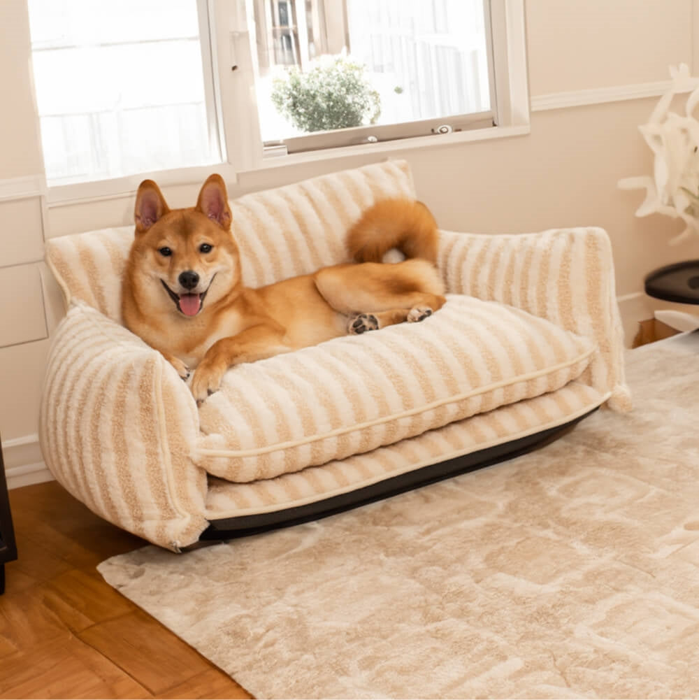 Beige Faux Lambswool Pet Sofa Bed