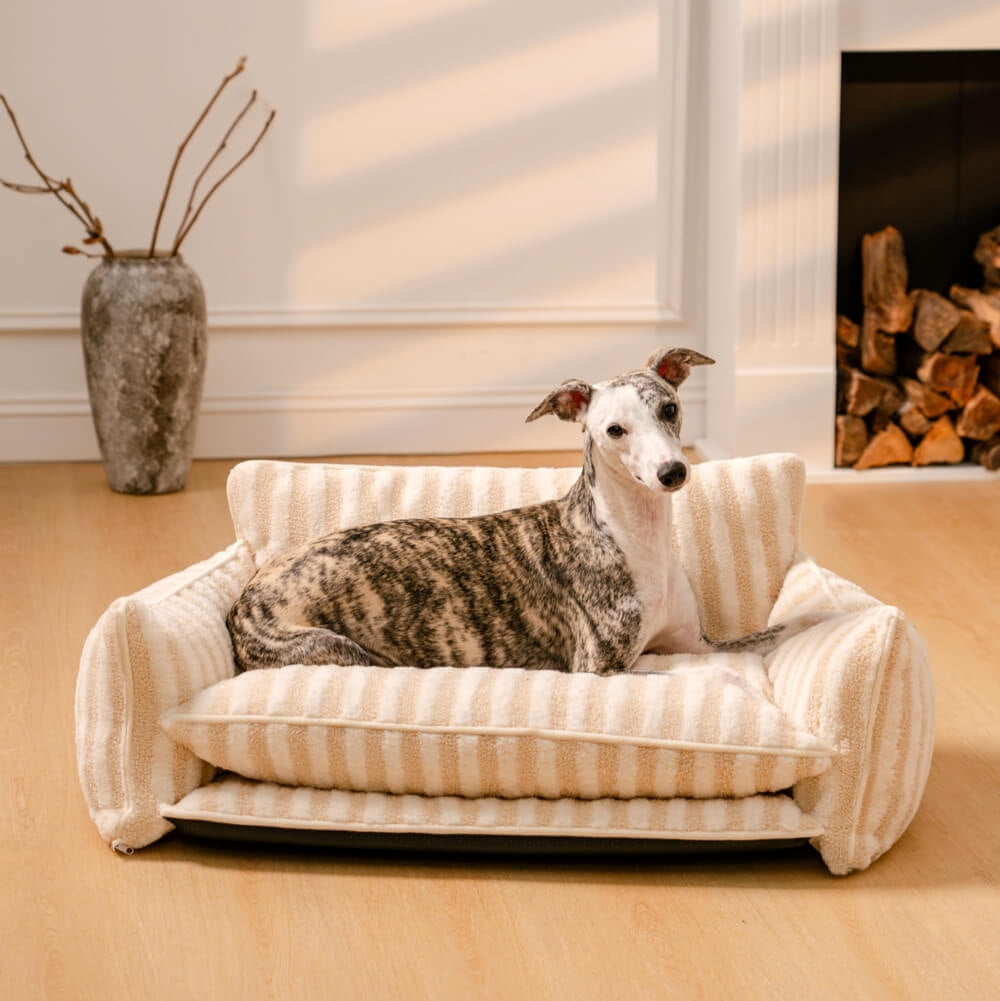 Beige Faux Lambswool Pet Sofa Bed