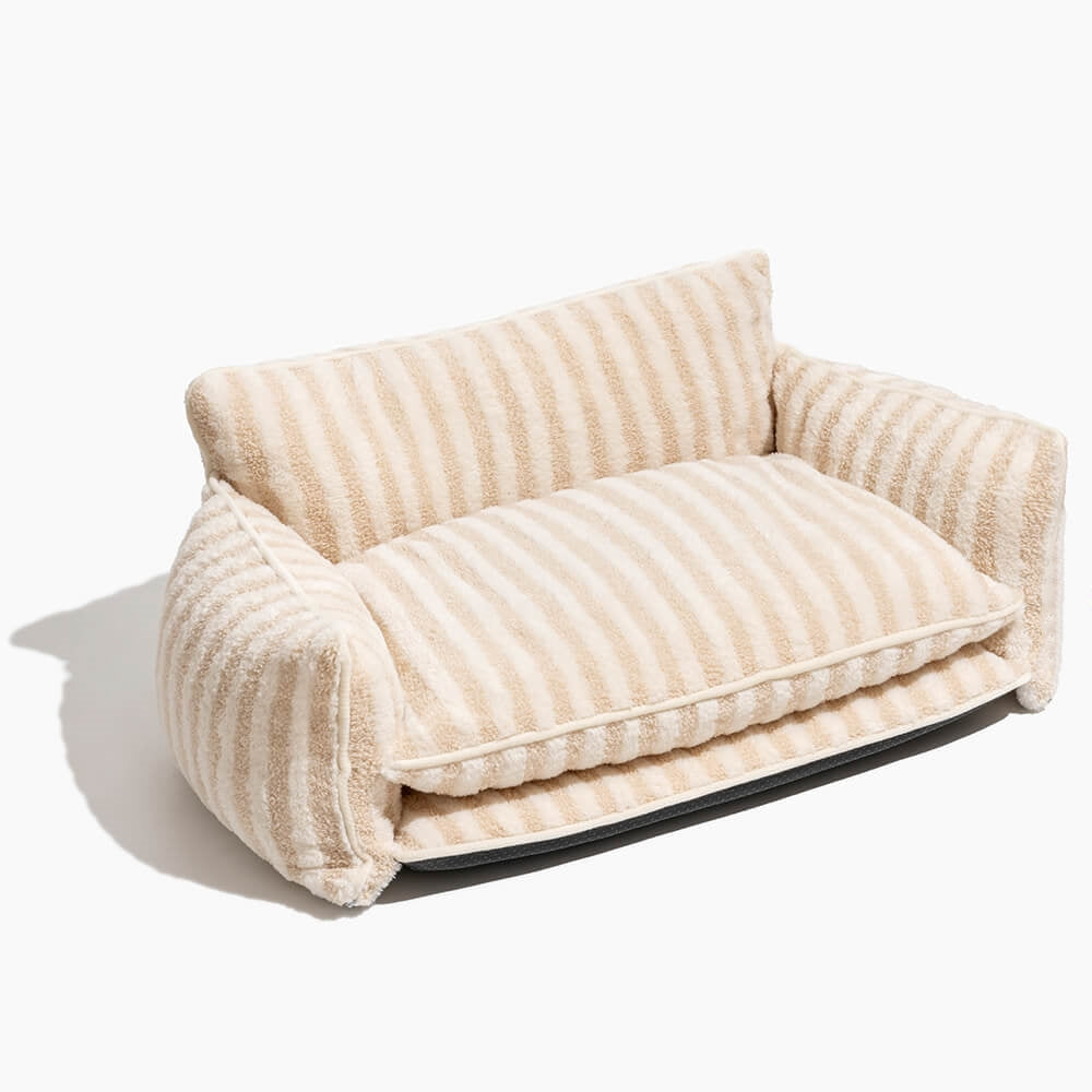 Beige Faux Lambswool Pet Sofa Bed