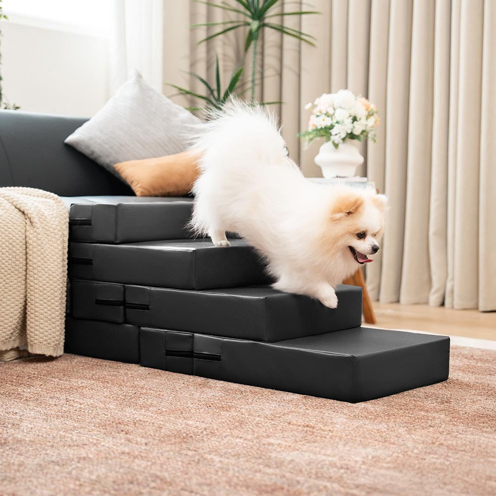 Waterproof PU Leather Multi-Tier Pet Stairs-Black