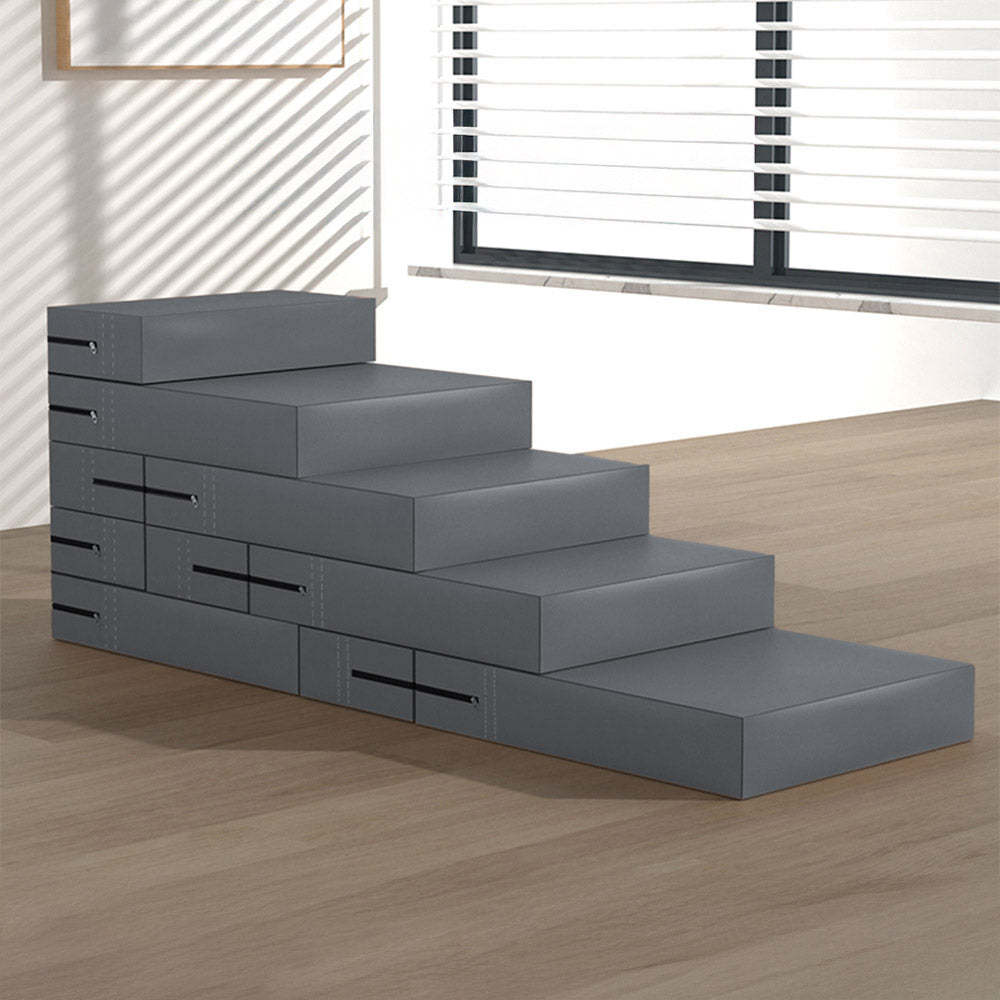 Waterproof PU Leather Multi-Tier Pet Stairs-Light Grey