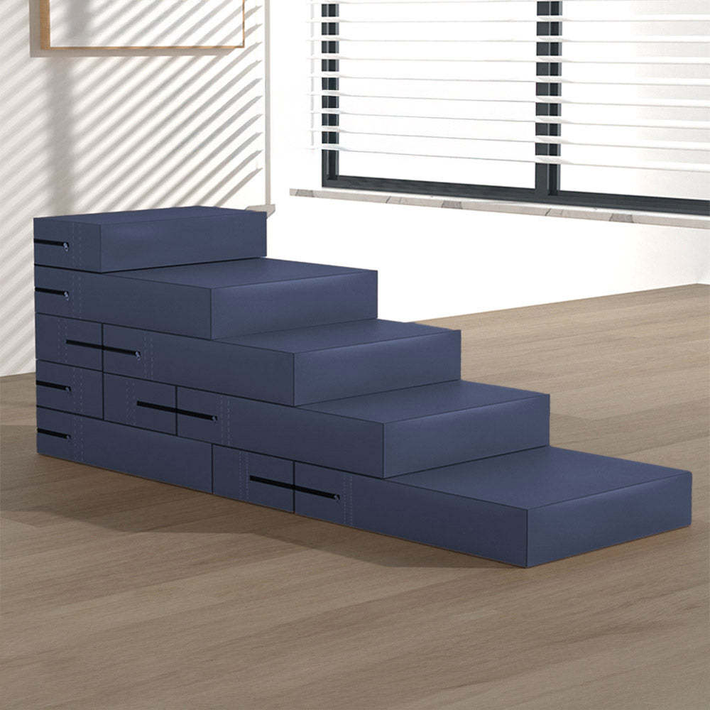 Waterproof PU Leather Multi-Tier Pet Stairs-Dark Blue