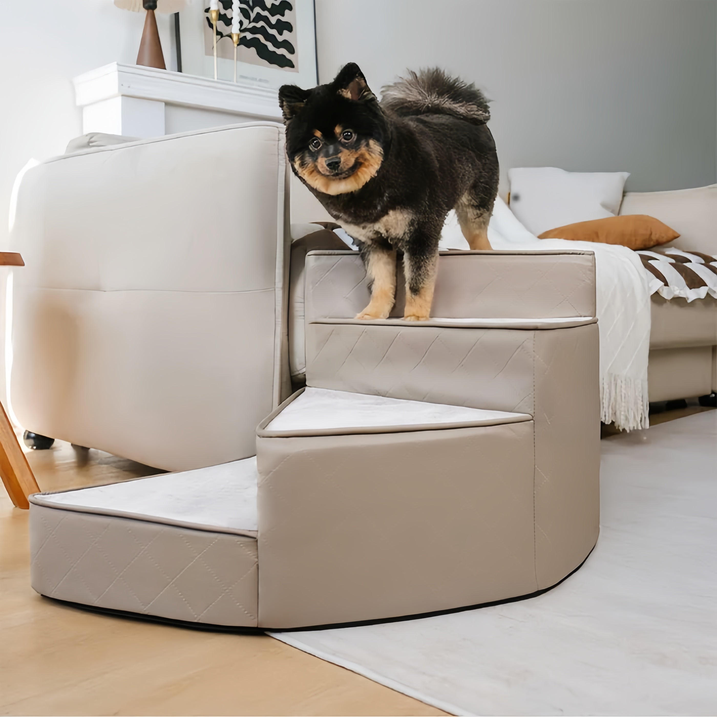 Water-Repellent Faux Leather Pet Dog Ramp Stairs