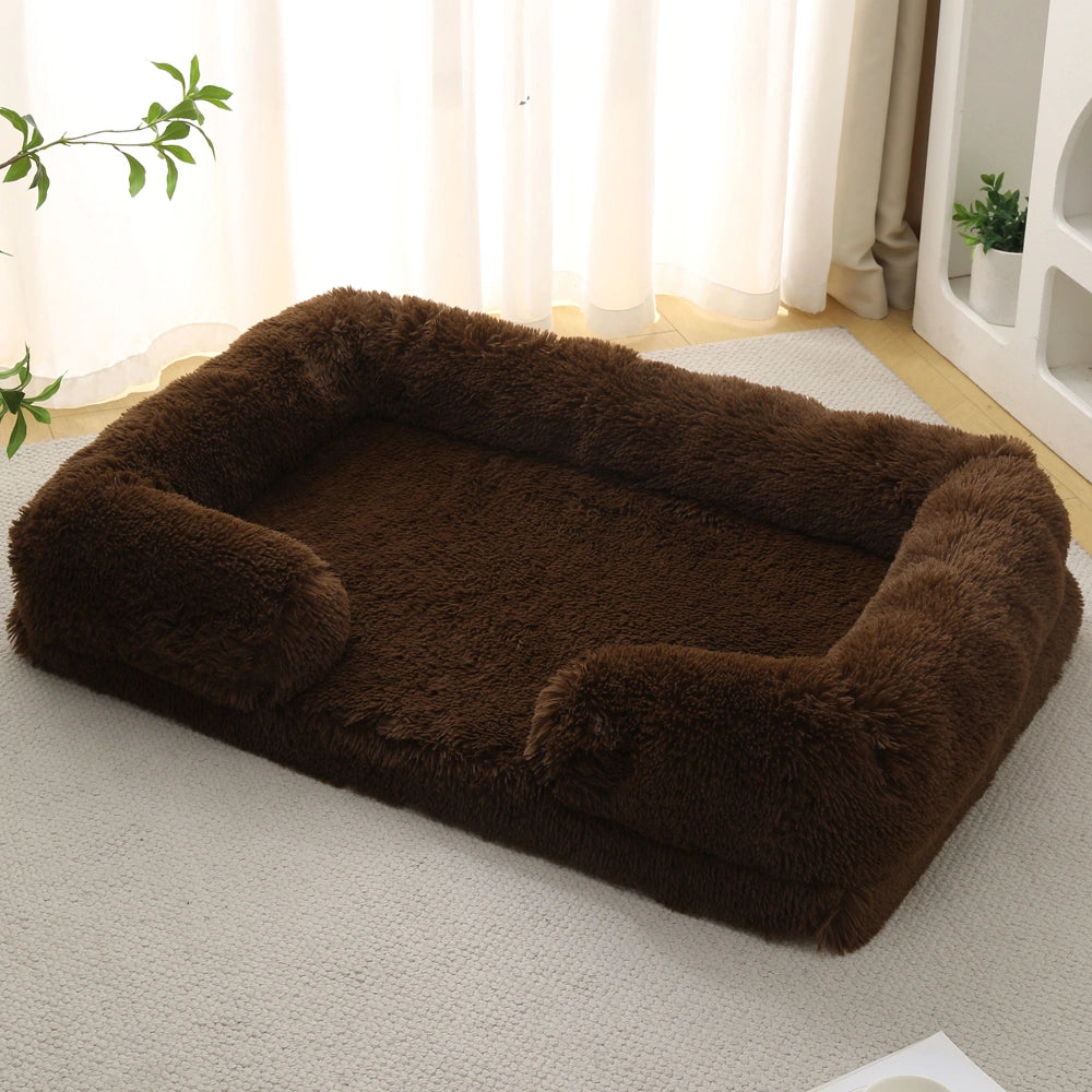 Long Plush Square Surround Support Pet Bloster Bed