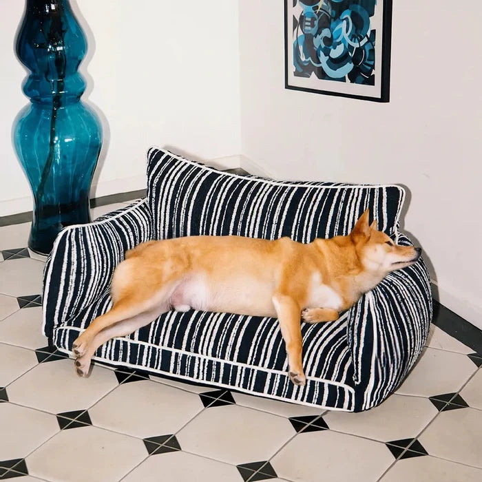 Cozy Textured Stripe Dog Sofa Bed