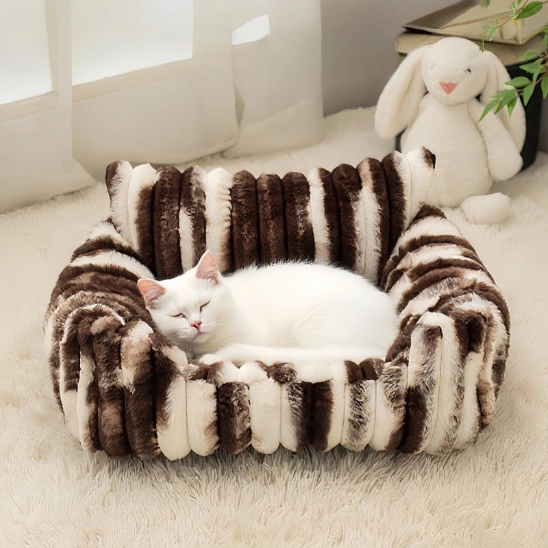 Tie-dye Patterned Faux Lambswool Pet Couch Bed