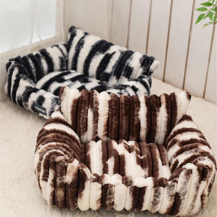 Tie-dye Patterned Faux Lambswool Pet Couch Bed