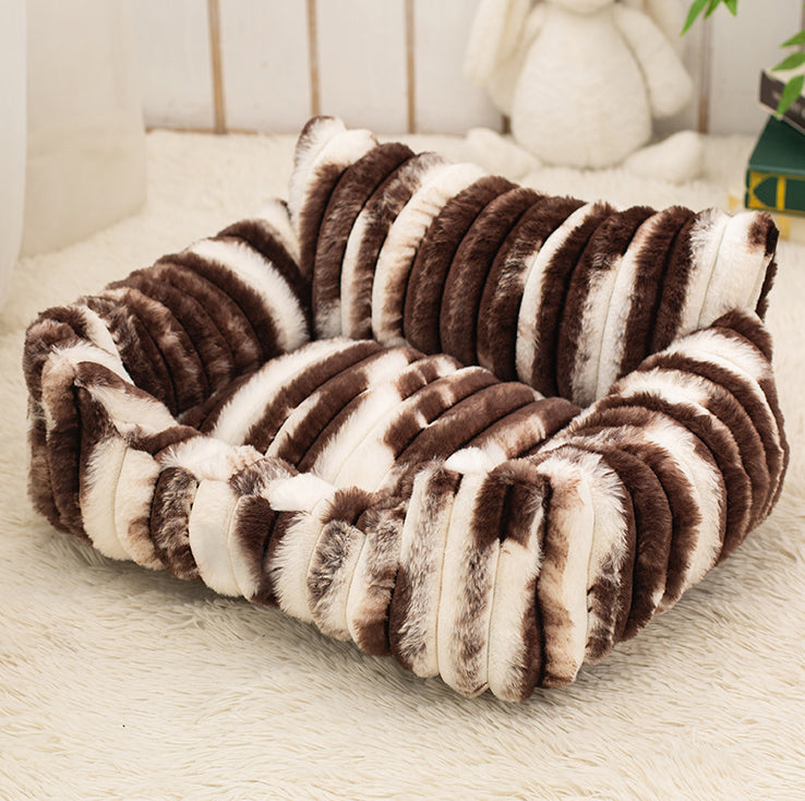 Tie-dye Patterned Faux Lambswool Pet Couch Bed