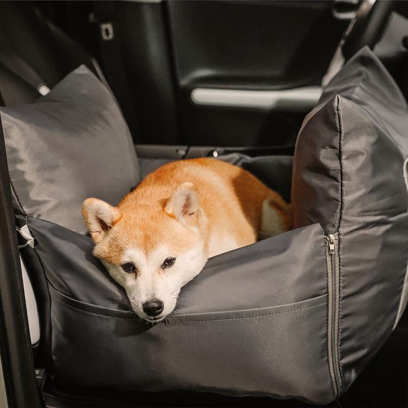 Charcoal Grey Waterproof Dog Car Seat Bed