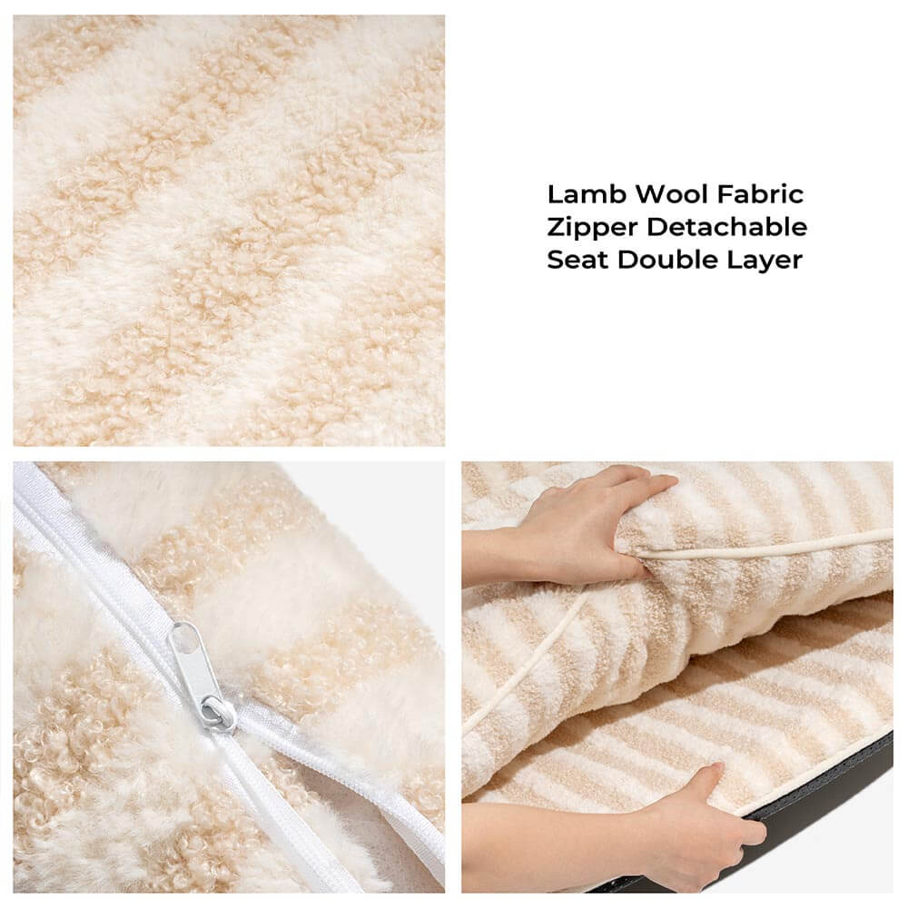 Beige Faux Lambswool Pet Sofa Bed