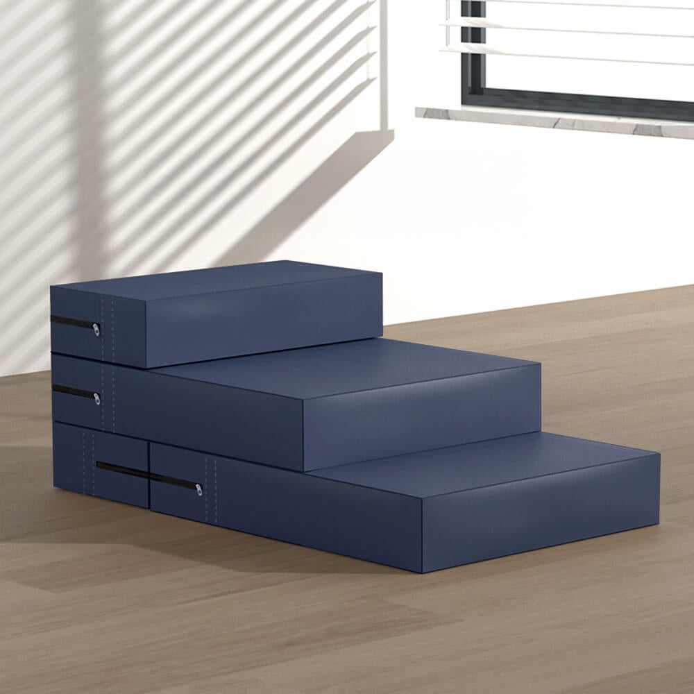 Waterproof PU Leather Multi-Tier Pet Stairs-Dark Blue