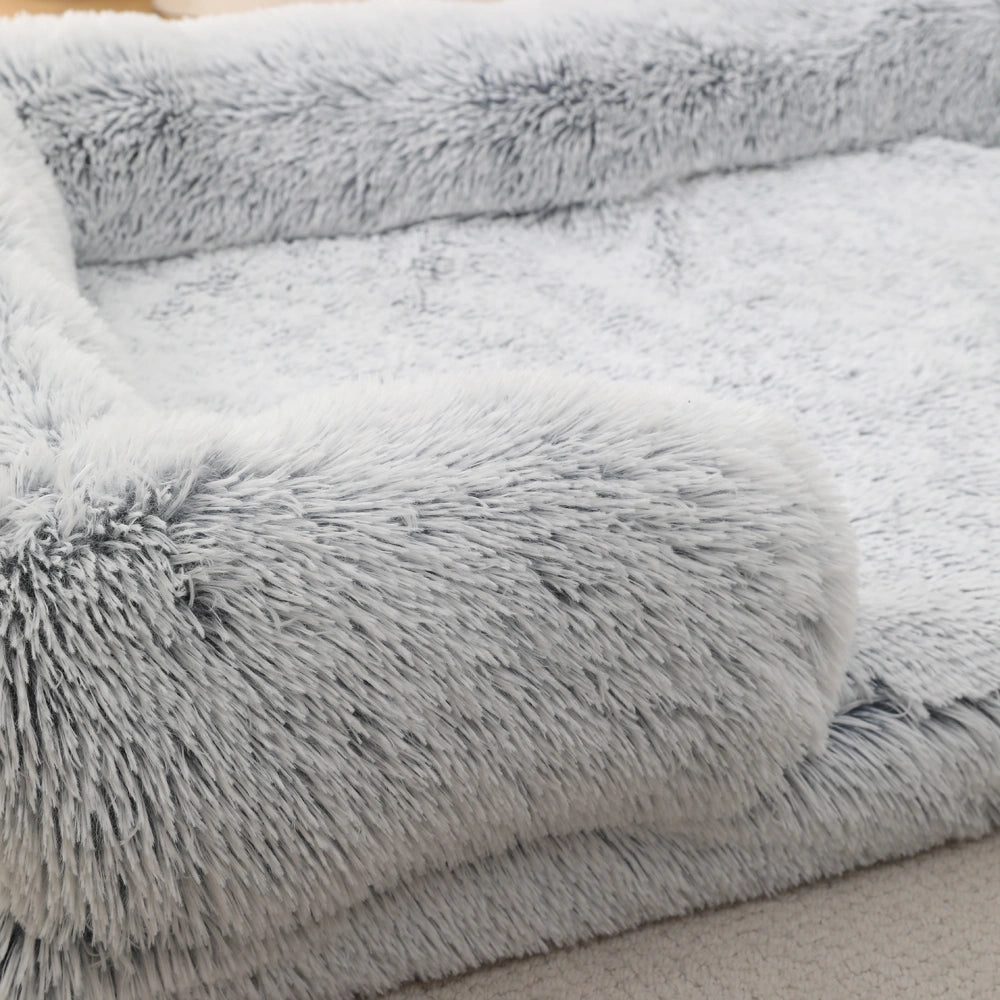 Long Plush Square Surround Support Pet Bloster Bed