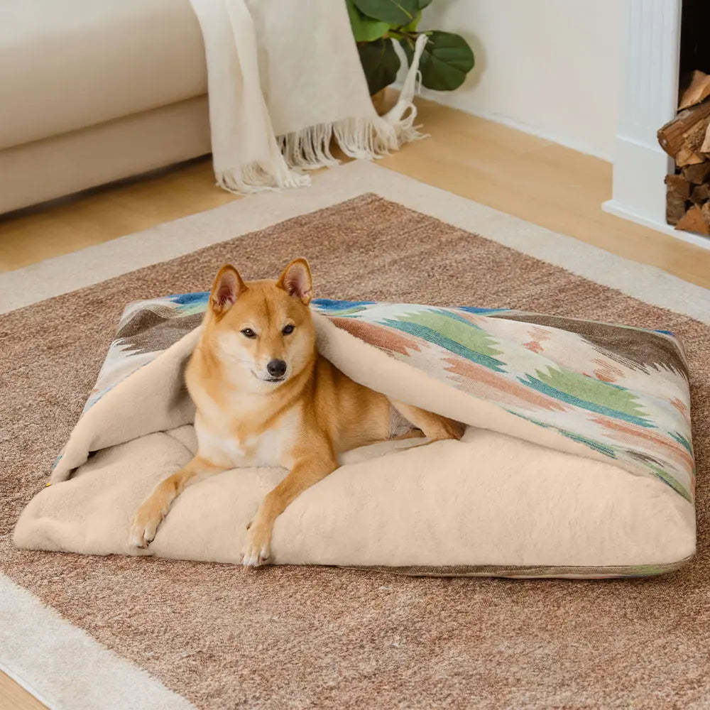 Green Bohemian Calming Dog Bed