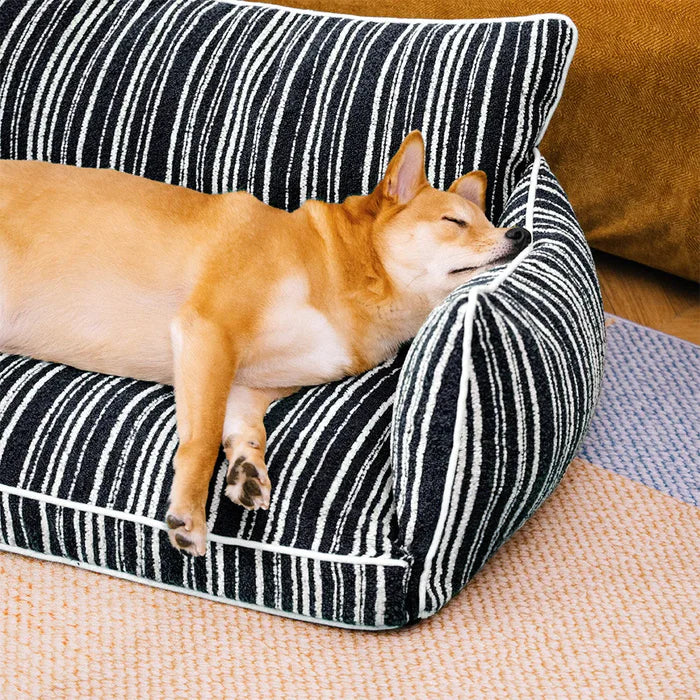 Cozy Textured Stripe Dog Sofa Bed