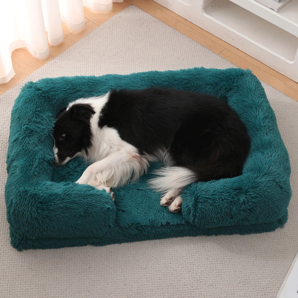 Long Plush Square Surround Support Pet Bloster Bed